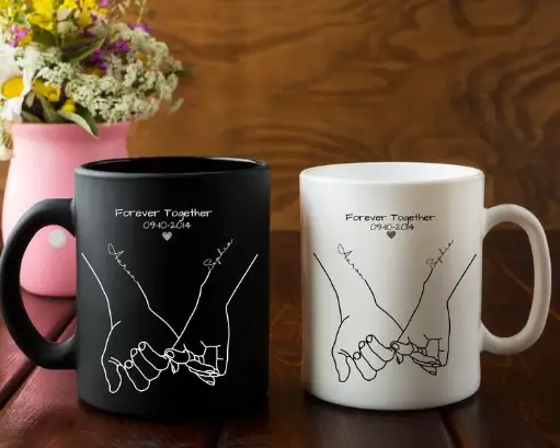 Together Forever - Personalized White Couple Mug Set