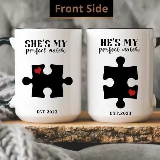 Personalized Couple Mugs – Custom Printed His & Hers Coffee Cups for Couples